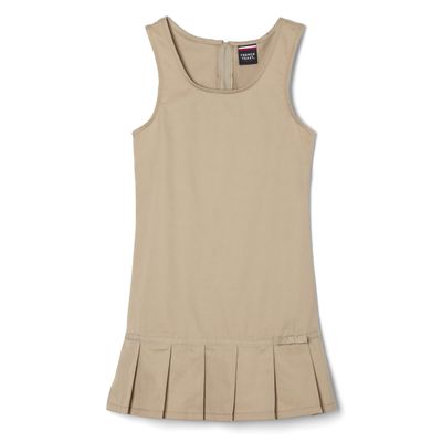 French Toast Girls' Ribbon Bow Pleated Jumper, Khaki, 7
