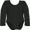 Dancina Leotard Classic Long Sleeve Girls Modest Coverage Higher Neckline Ultra Soft Singlet 6 Black view 2