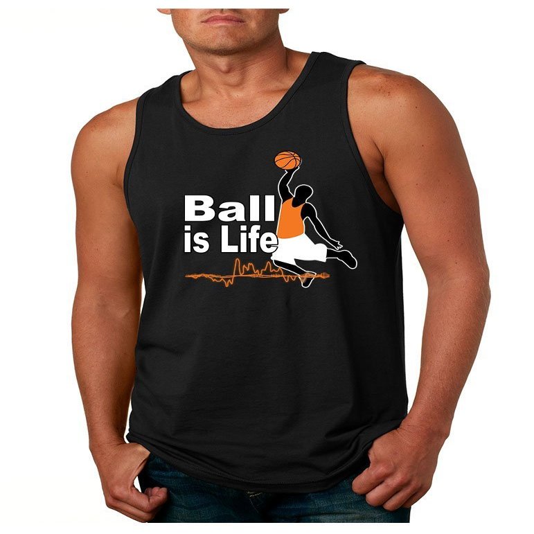 ALLNTRENDS Men's Tank Top Basketball is Life (L, Black)