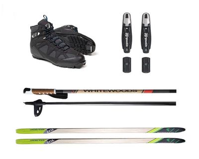 Whitewoods Adult NNN Cross Country Ski Package, 197cm - Skis, Bindings, Boots, Poles (47, 151-180 lbs.)
