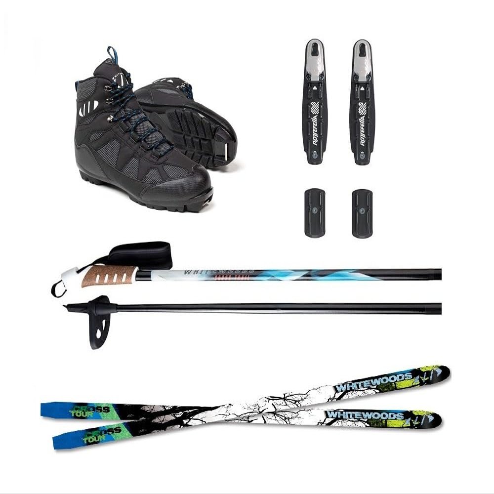 Whitewoods Adult NNN Cross Country Ski Package, 157cm - Skis, Bindings, Boots, Poles (36, 90-120 lbs.)