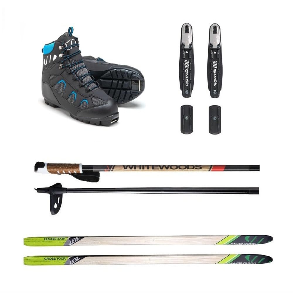 Whitewoods Adult NNN Cross Country Ski Package, 177cm - Skis, Bindings, Boots, Poles (36, 121-150 lbs.)