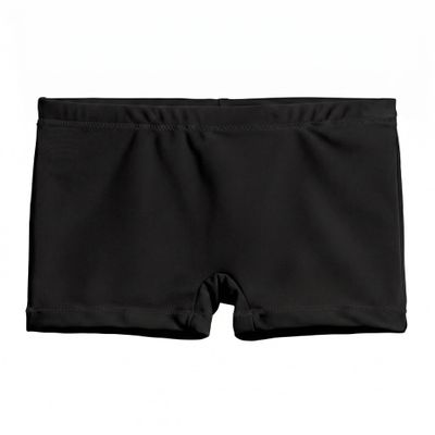 City Threads Girls Swim Shorts, UPF 50+ Swim Pants for Girls, Made in USA Swimsuit Shorts (Black w/Black Stitch, 10)