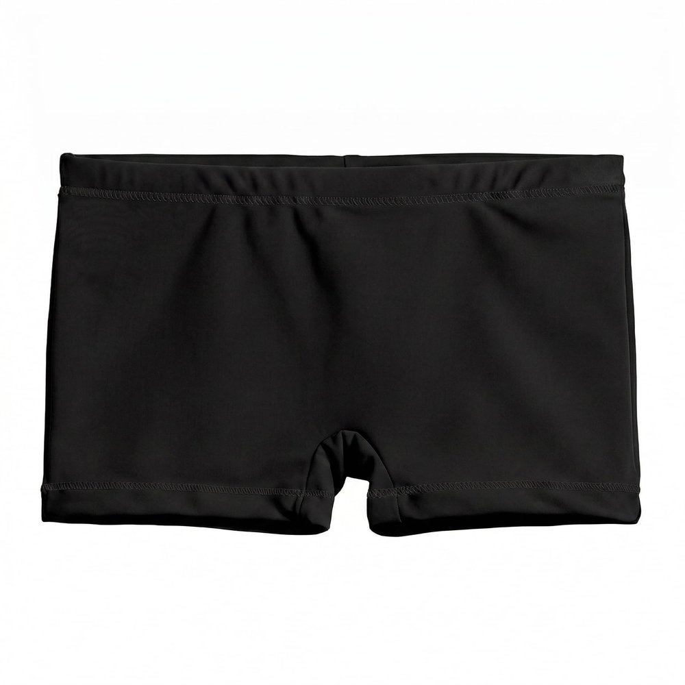City Threads Girls Swim Shorts, UPF 50+ Swim Pants for Girls, Made in USA Swimsuit Shorts (Black w/Black Stitch, 10)