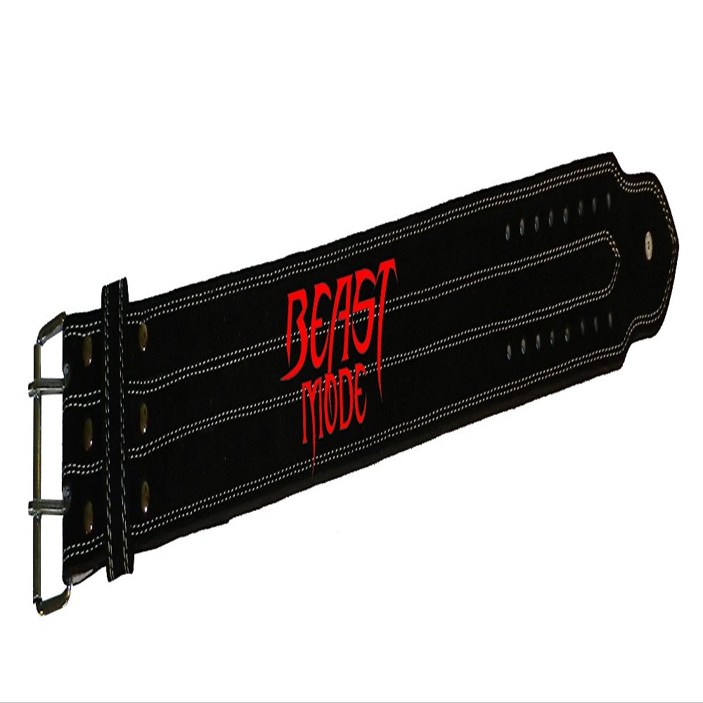Crazee Wear Heavy Duty Workout Belt in Black with Beast Mode in Red
