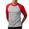 Pro Club Men's 3/4 Sleeve Crew Neck Baseball T-Shirt, Heather Gray/Red, Small view 4