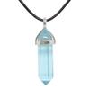 Justinstones Aqua Glass Gemstone Hexagonal Pointed Reiki Chakra Pendant Genuine Leather Necklace 18 Inch view 1