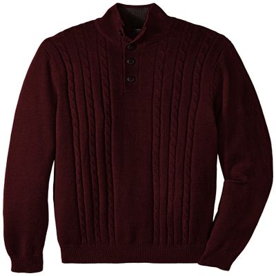 Arrow Men's Big-Tall 7GG Cable Button Mock Sweater, Corazon Heather, Large Tall