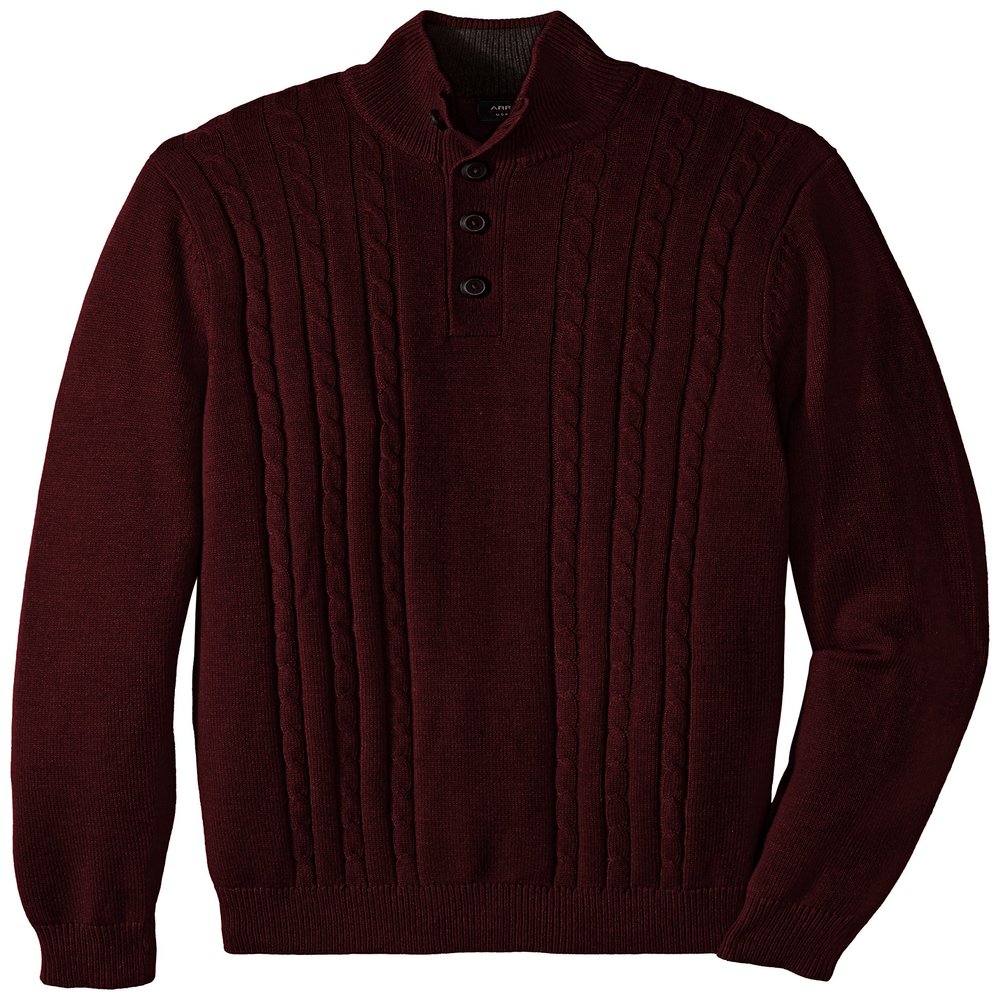 Arrow Men's Big-Tall 7GG Cable Button Mock Sweater, Corazon Heather, Large Tall