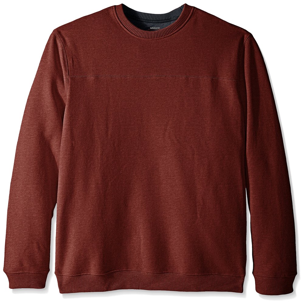 Arrow Men's Big and Tall Long Sleeve Sueded Fleece Crew, Arabian Spice Heather, 2X-Large Big