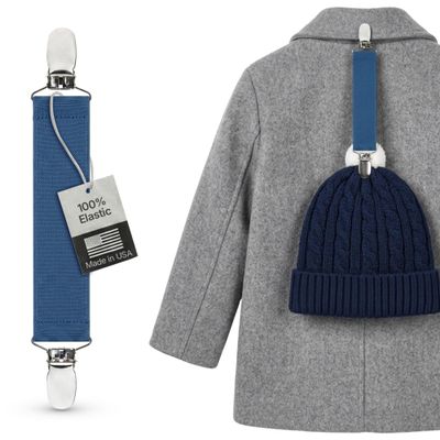 Elastic Scarf and Hat Clips Attacher with Extra Heavy Clips - Denim