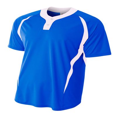 A4 Mens 2-Button Color Block Henley, Large, Royal/White