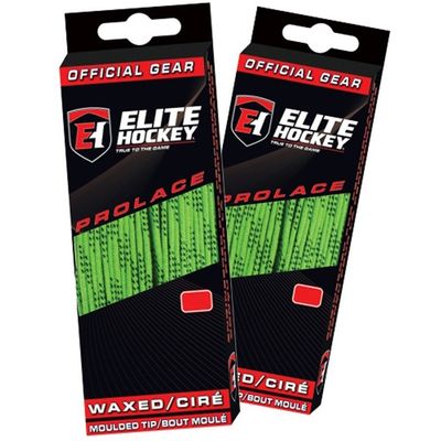 Elite Hockey Prolace Waxed Hockey Laces - SET of 2 Pairs (Lime, 120")
