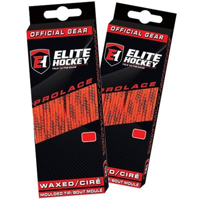 Elite Hockey Prolace Waxed Hockey Skate Laces - SET of 2 Pairs (Orange, 72")
