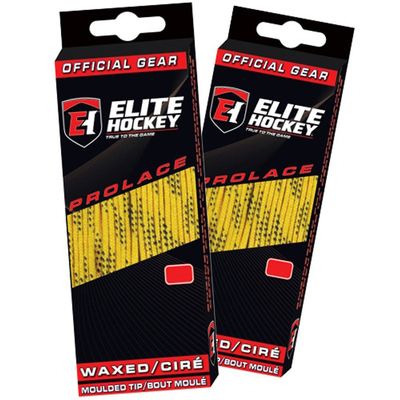 Elite Hockey Prolace Waxed Hockey Skate Laces - SET of 2 Pairs (Yellow, 84")