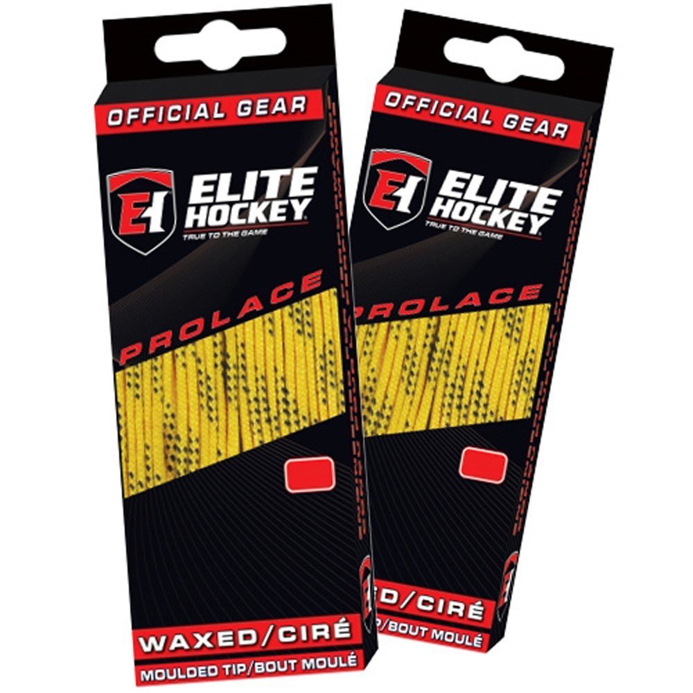 Elite Hockey Prolace Waxed Hockey Skate Laces - SET of 2 Pairs (Yellow, 84")