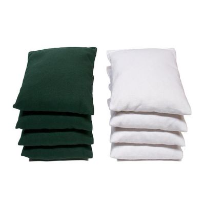 Premium All Weather Resistant Cornhole Bags Bean Bag Toss (Set of 8) by Buckeye Nation Sales - (Choose Your Colors) - Made in The USA (Hunter Green/White)
