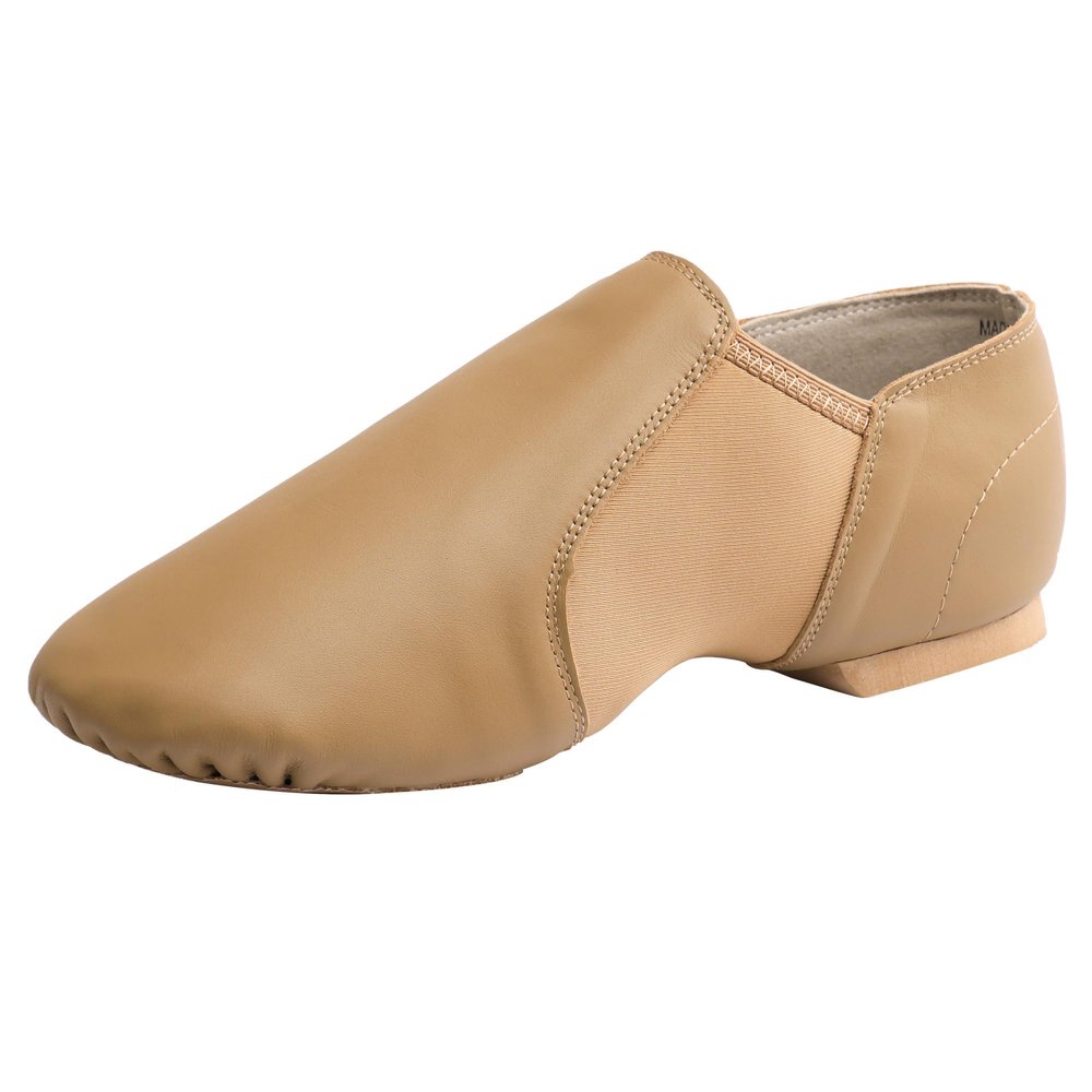 Linodes (Tent Leather Upper Jazz Shoe Slip-on for Women and Men's Dance Shoes Brown 4.5M