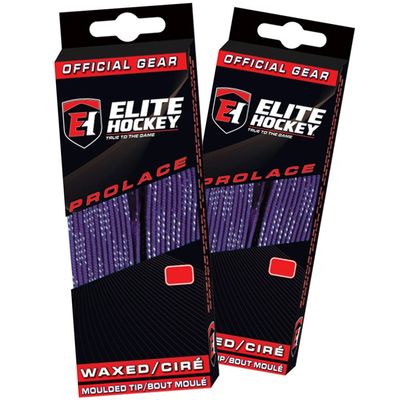 Elite Hockey Prolace Waxed Hockey Skate Laces - SET of 2 Pairs (Purple, 96")
