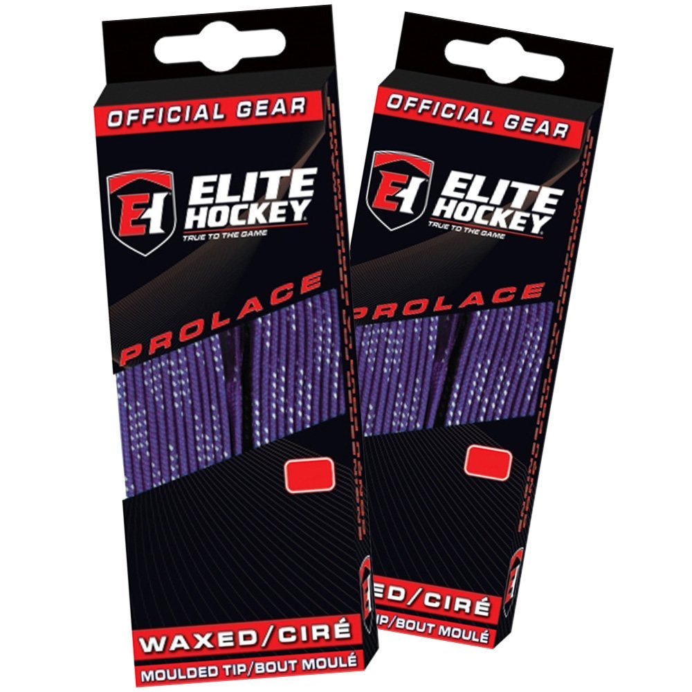 Elite Hockey Prolace Waxed Hockey Skate Laces - SET of 2 Pairs (Purple, 96")