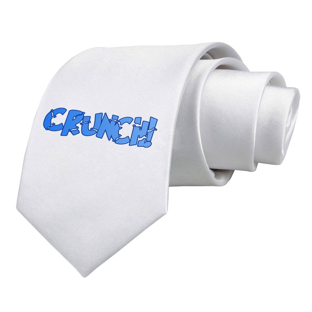 TOOLOUD Onomatopoeia CRUNCH Printed White Neck Tie