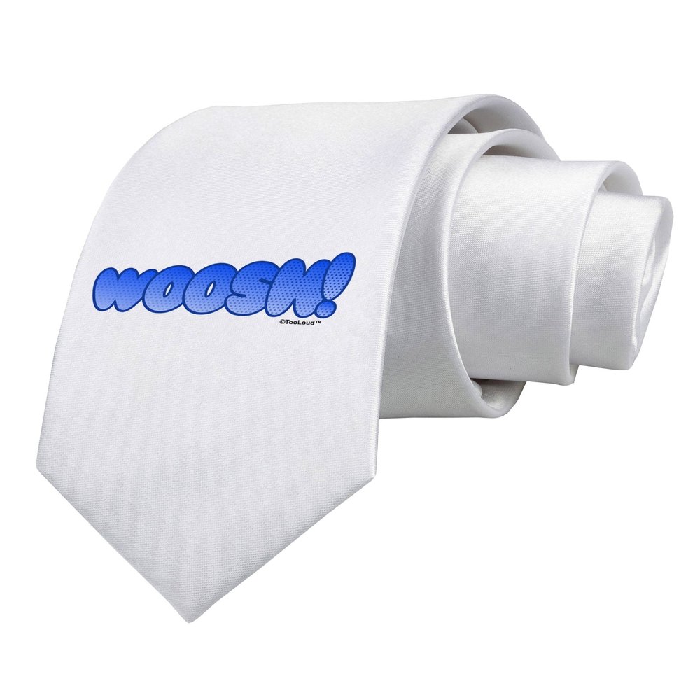 TOOLOUD Onomatopoeia WOOSH Printed White Neck Tie