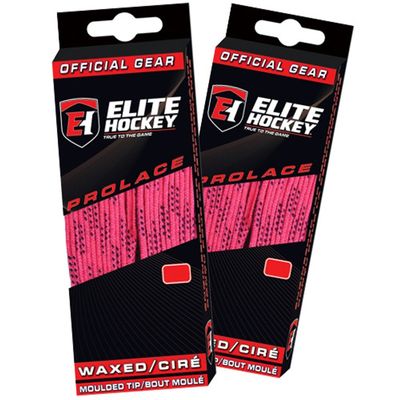 Elite Hockey Prolace Waxed Hockey Skate Laces - SET of 2 Pairs (Pink, 108")
