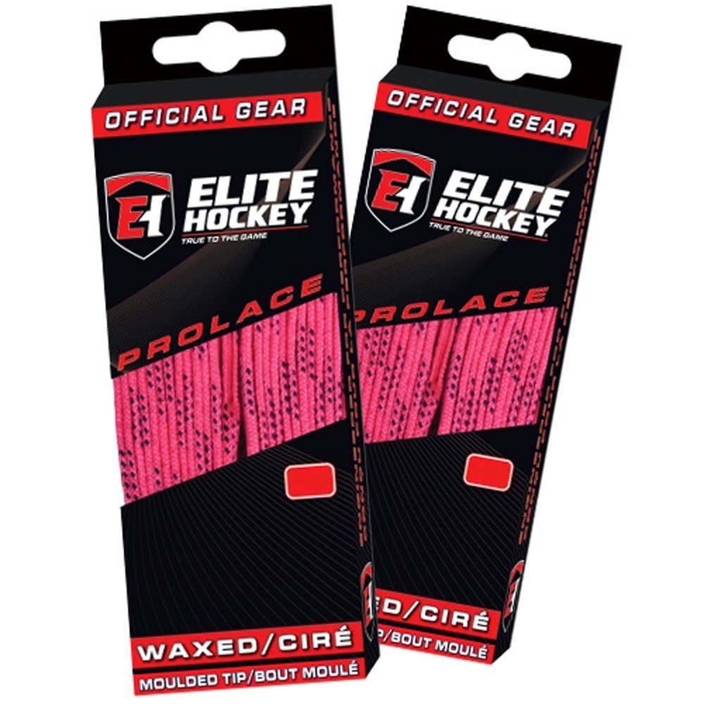 Elite Hockey Prolace Waxed Hockey Skate Laces - SET of 2 Pairs (Pink, 108")