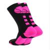 MadSportsStuff Basketball Socks for Boys Girls - Youth & Adult Athletic Crew Socks - Cushioned Moisture Wicking - Large, Black/Hot Pink view 3