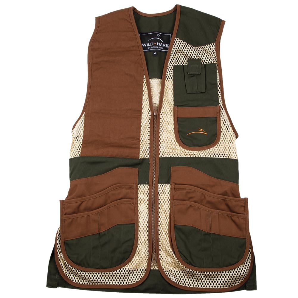Wild Hare Shooting Gear Heatwave Mesh Vest, Forest Green/Brown (Small, Right Handed)