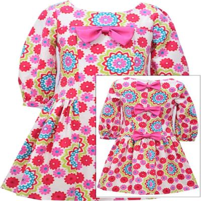 Bonnie Jean Little Girls 2T-6X Back Bow Light Weight Corduroy Dress Fuchsia