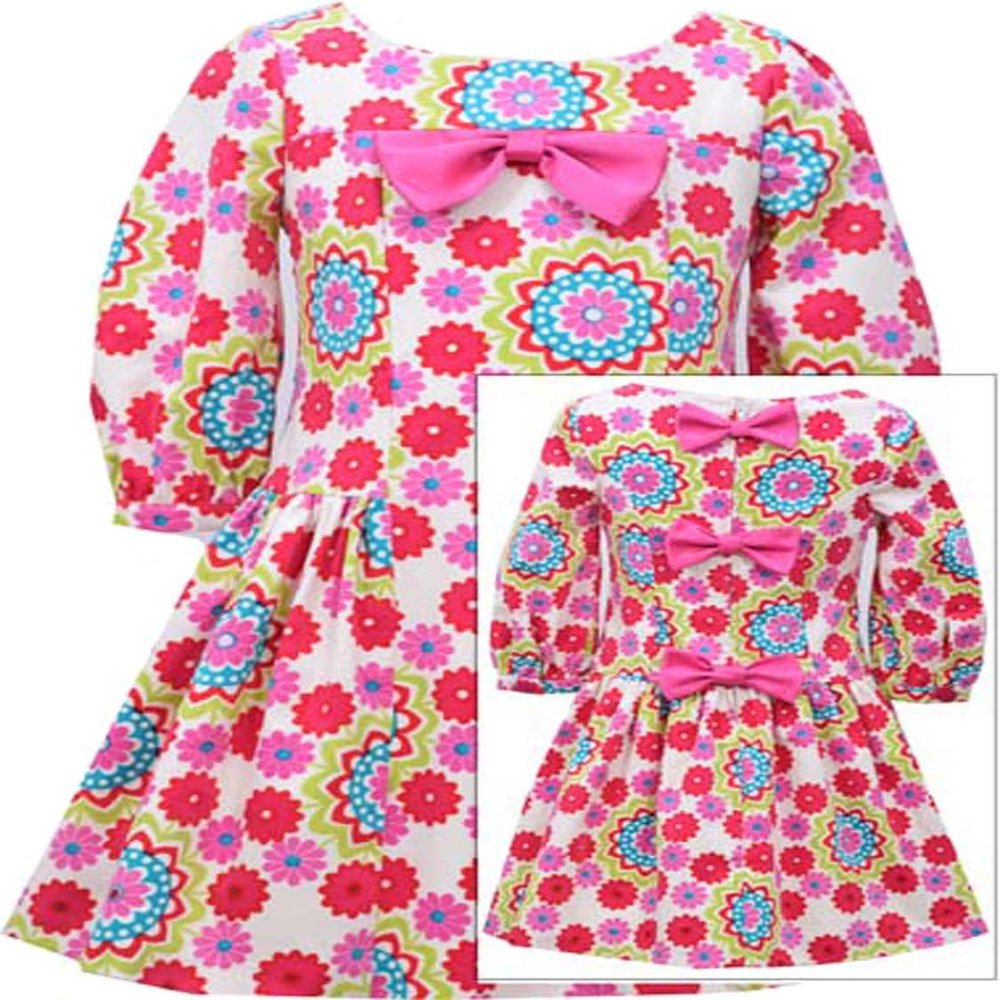 Bonnie Jean Little Girls 2T-6X Back Bow Light Weight Corduroy Dress Fuchsia