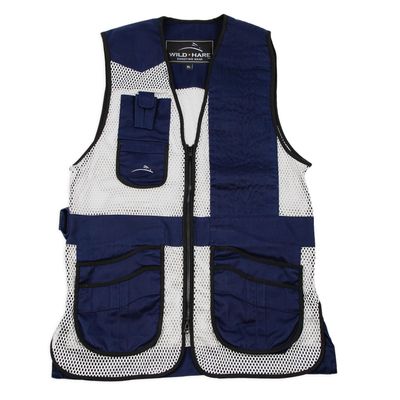 Wild Hare Shooting Gear Heatwave Mesh Vest, Navy & Silver (Youth Large/X-Small, LEFT Handed)