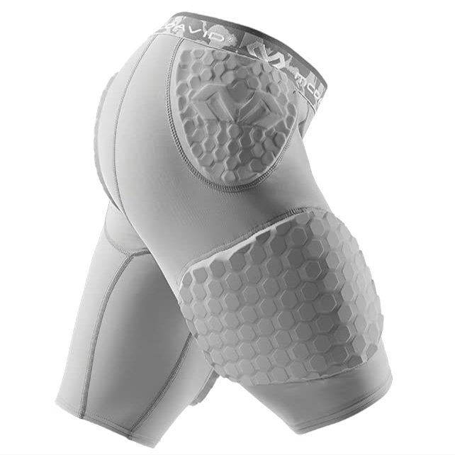 McDavid Hex Dual-Density Shorts with Contoured Wrap-Around Thigh, Gray, 3X-Large