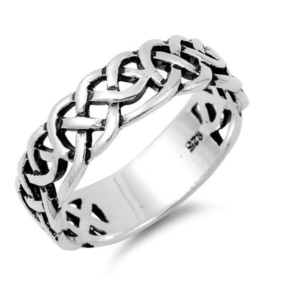Celtic Knot Infinity Weave Ring New 925 Sterling Silver Oxidized Band Size 6