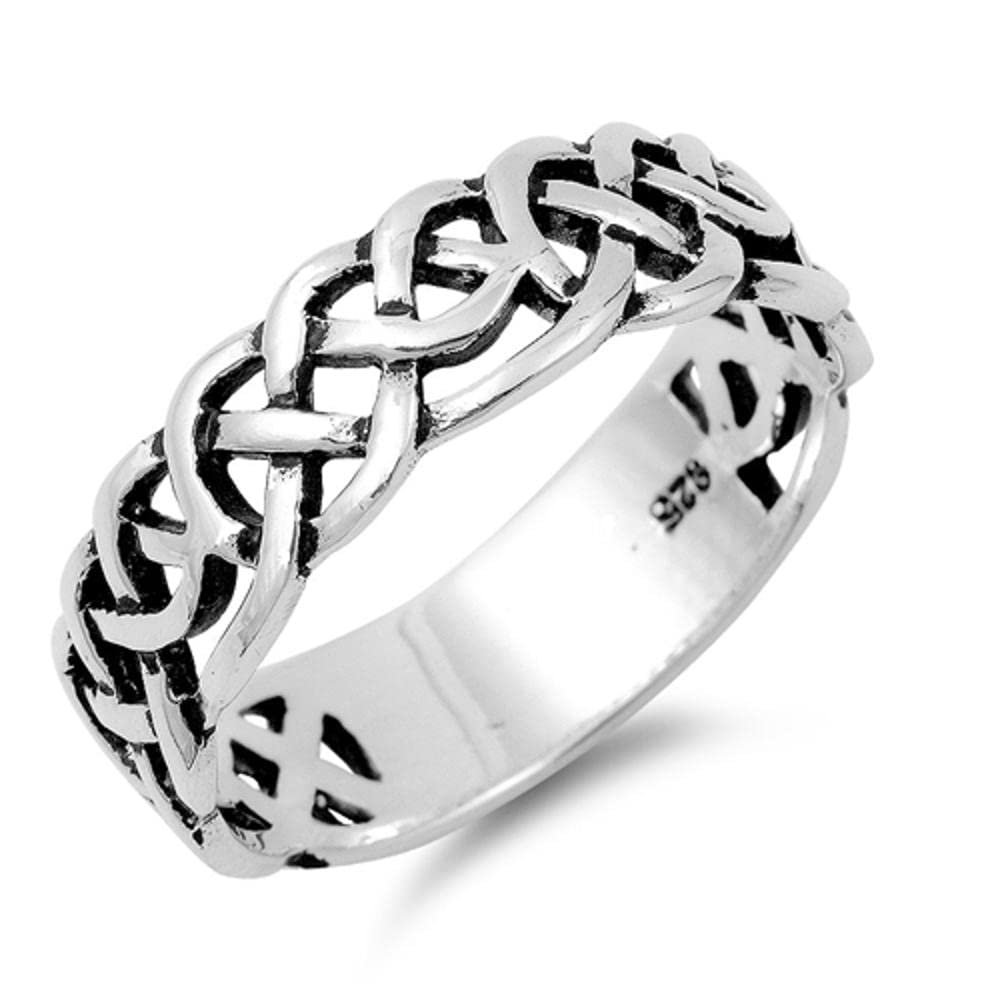 Celtic Knot Infinity Weave Ring New 925 Sterling Silver Oxidized Band Size 6
