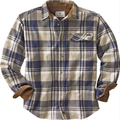 Legendary Whitetails Mens Flannel Shirt Long Sleeve Button Down 100% Cotton, Shale Plaid, LRG