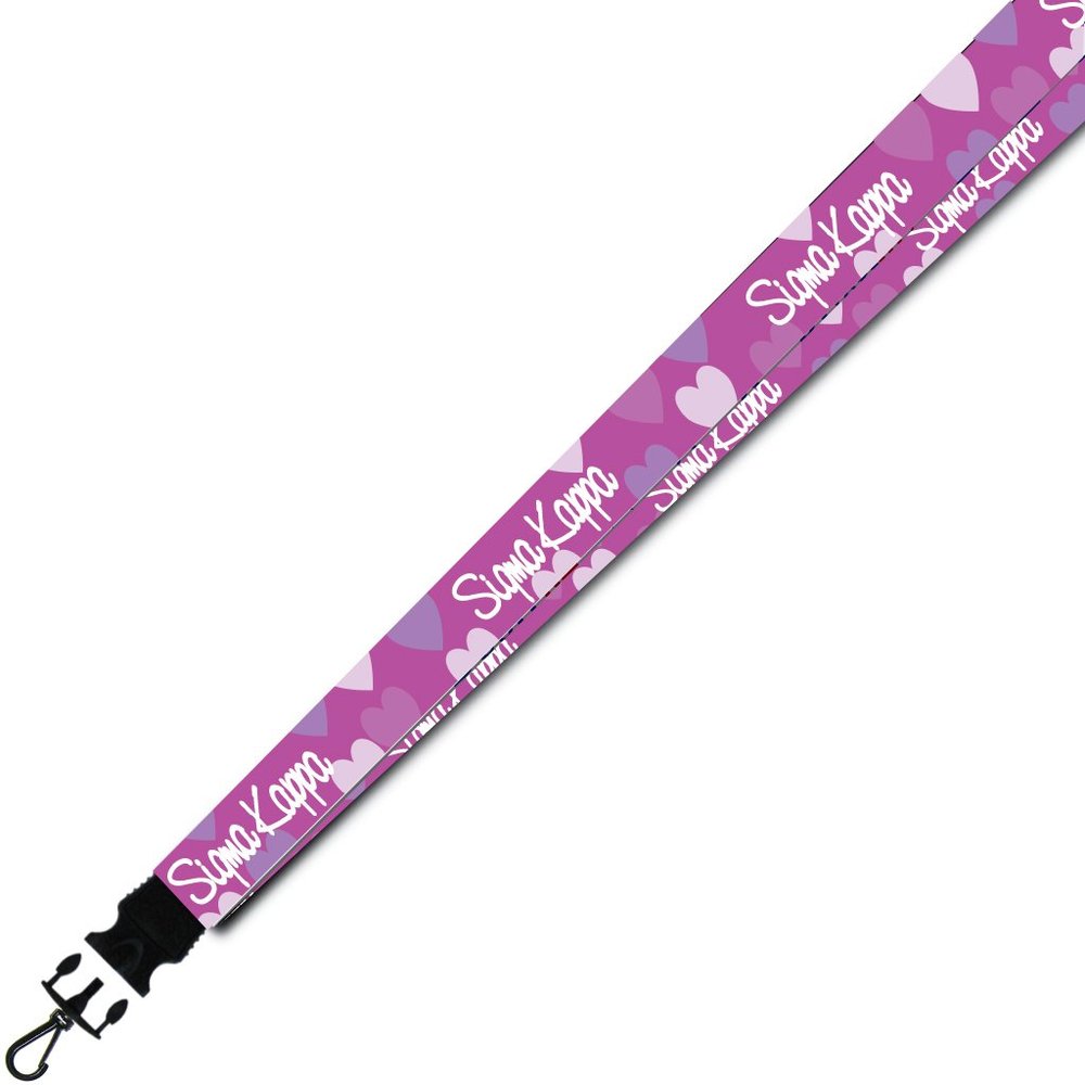 VictoryStore Sigma Kappa Lanyard - Officially Licensed Polyester Purple Lanyard with Black Breakaway Buckle and Snap Hook for Keys and ID Badge