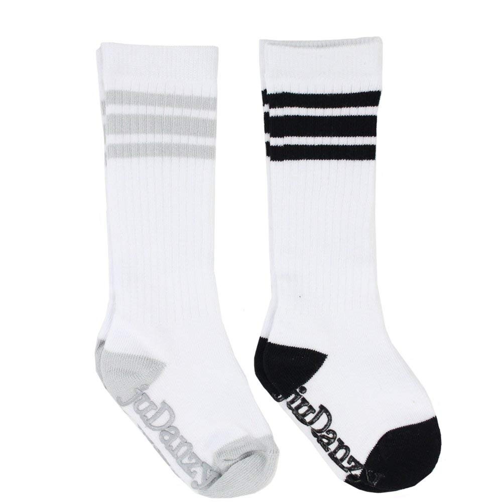 juDanzy 2 Pack of Baby, Toddler and Kids Knee High Tube Socks for Boys and Girls with Grips (4-6 Years,Surprise Baby)