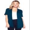 12 Ami Basic Solid Short Sleeve Open Front Cardigan Teal Small view 2