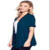 12 Ami Basic Solid Short Sleeve Open Front Cardigan Teal Small view 3