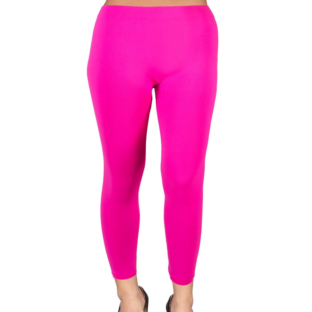 Reb Bene Full Length Microfiber Seamless Leggings, One-Size Fuchsia