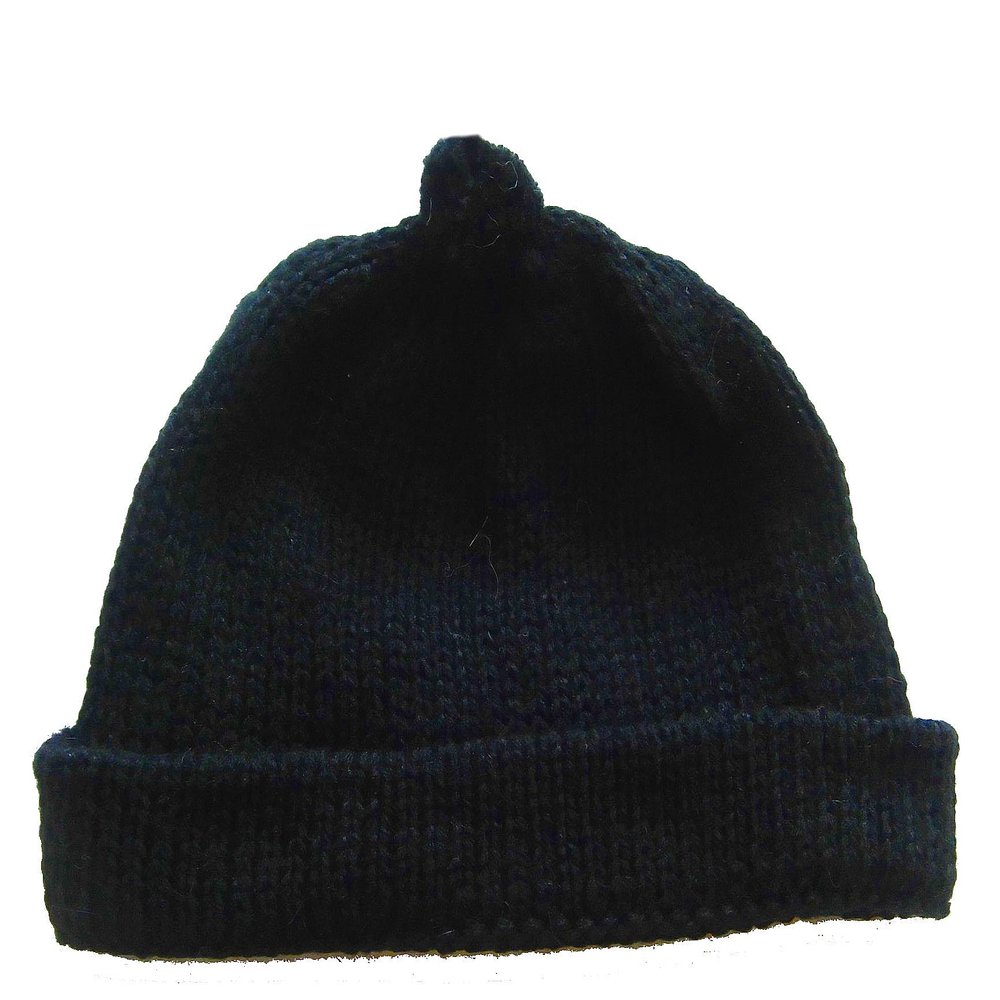Alpakaandmore, Unisex Black Beanie Hat, 100% Alpaca Wool One Size