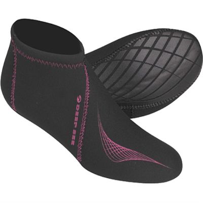 Deep See Low Tide Dive Socks with Grip, Size 6-7/Small, Black Pink