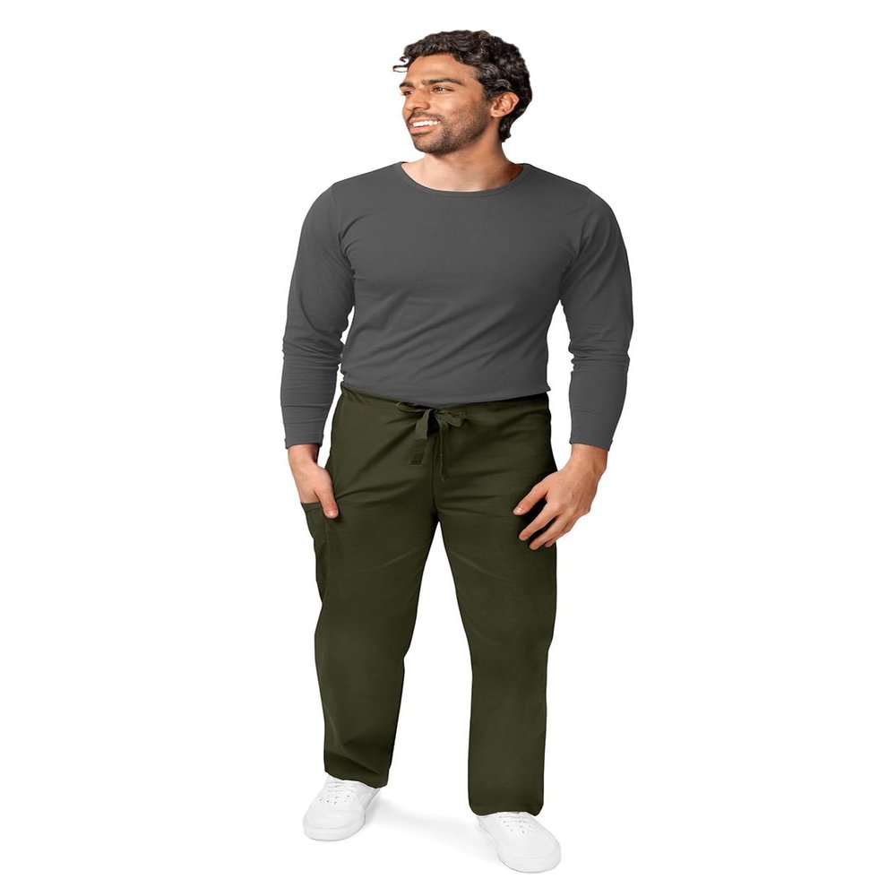 Adar Universal Mens Scrubs - Drawstring Tapered Leg Scrub Pants - 504 - Olive - 2X