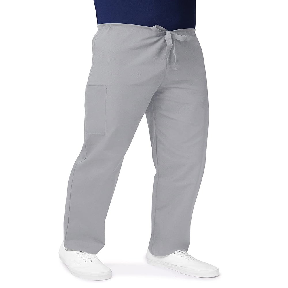 Adar Universal Mens Scrubs - Drawstring Tapered Leg Scrub Pants - 504 - Silver Gray - 3X