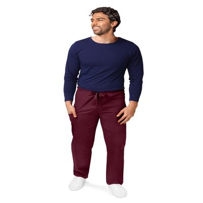 Adar Universal Mens Scrubs - Drawstring Tapered Leg Scrub Pants - 504 - Burgundy - 2X