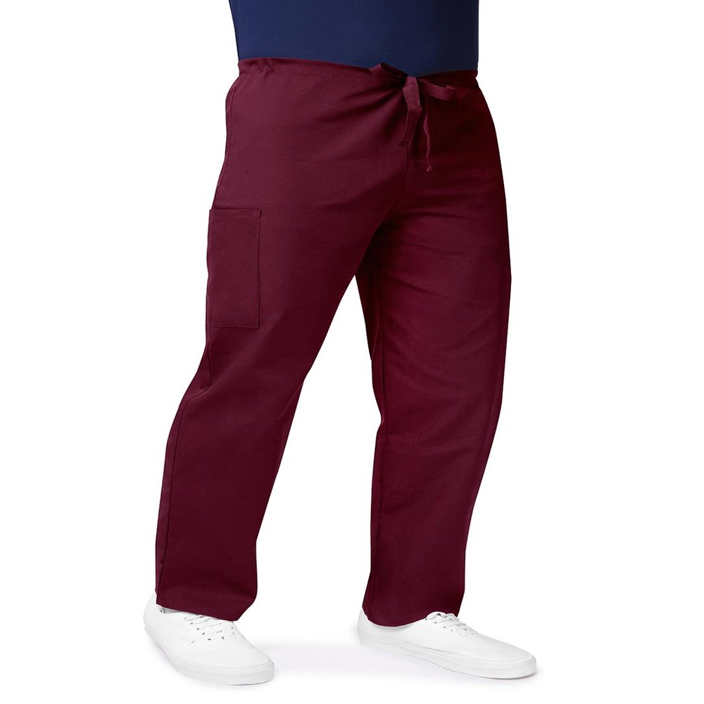 Adar Universal Mens Scrubs - Drawstring Tapered Leg Scrub Pants - 504 - Burgundy - L