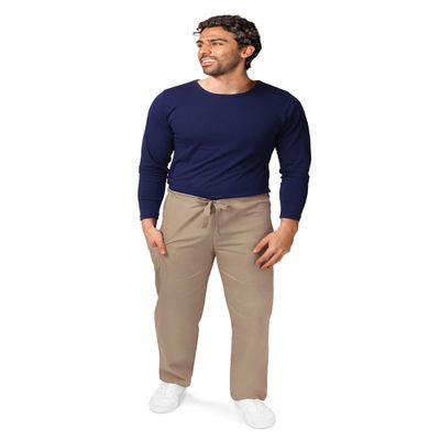 Adar Universal Mens Scrubs - Drawstring Tapered Leg Scrub Pants - 504 - Khaki - XL