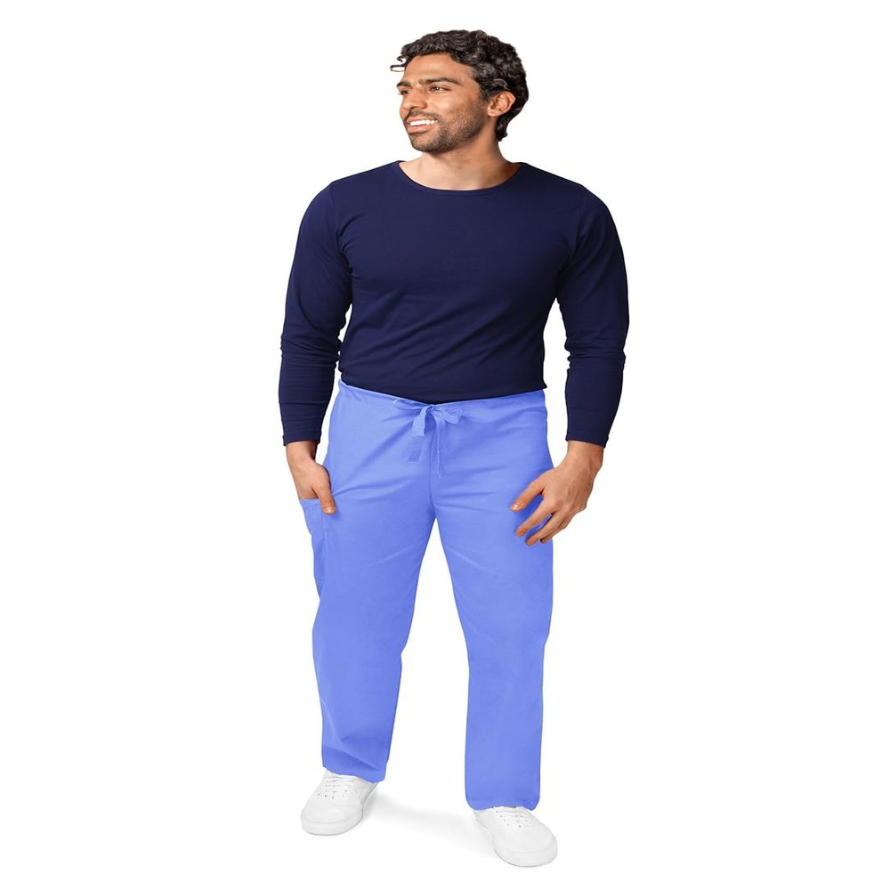Adar Universal Mens Scrubs - Drawstring Tapered Leg Scrub Pants - 504 - Ceil Blue - 3X